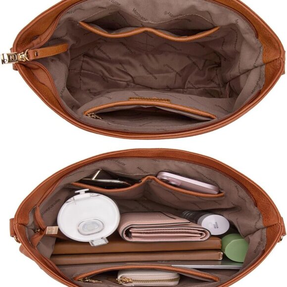 Hobo Bag Women Vegan Leather Shoulder Purse Handbag with Expandable Zipper - Picture 5 of 6